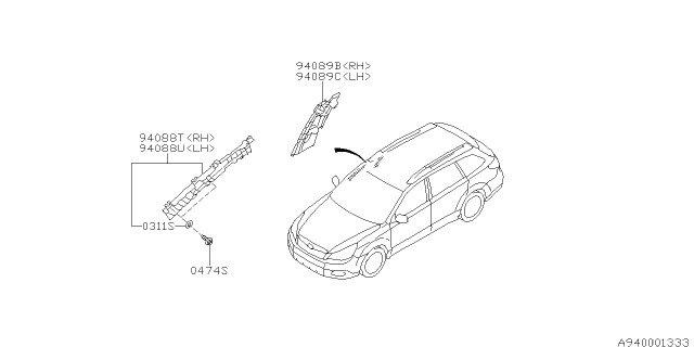 2012 Subaru Legacy Pad B Pillar Upper RH Diagram for 94088AJ08A