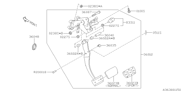 2012 Subaru Legacy Pedal Assembly-Brake Lac Diagram for 36012AJ09A