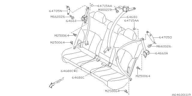 2012 Subaru Legacy Rear Seat Belt Diagram 1