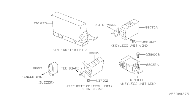 2012 Subaru Outback Key Kit & Key Lock Diagram 7