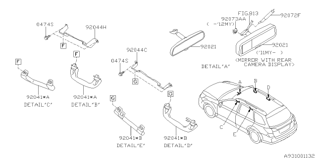 2012 Subaru Outback Room Inner Parts Diagram 1