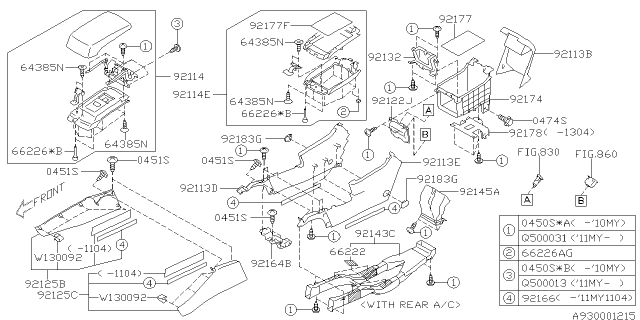 2012 Subaru Legacy Console Box Diagram 1