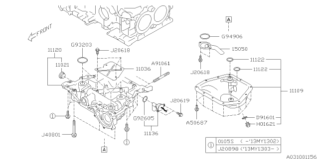 2013 Subaru Outback Oil Pan Assembly Engine Diagram for 11109AA180