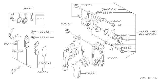 2014 Subaru Outback Disk Brake Kit Rear LH Diagram for 26692AJ070