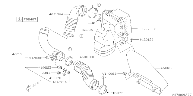 2012 Subaru Legacy Bracket Duct Diagram for 46032AJ000