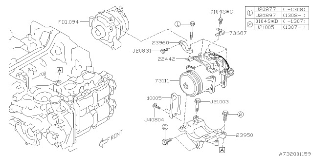 2014 Subaru Legacy Bracket Connector Diagram for 73687AJ04A