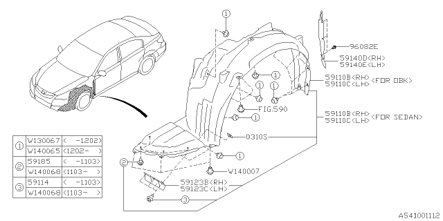 2013 Subaru Legacy Mudguard Diagram 1