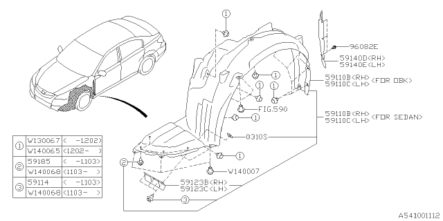 2013 Subaru Outback Mudguard Diagram 1