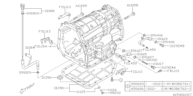 2011 Subaru Legacy Seat Oil Drain Diagram for 11125AA050