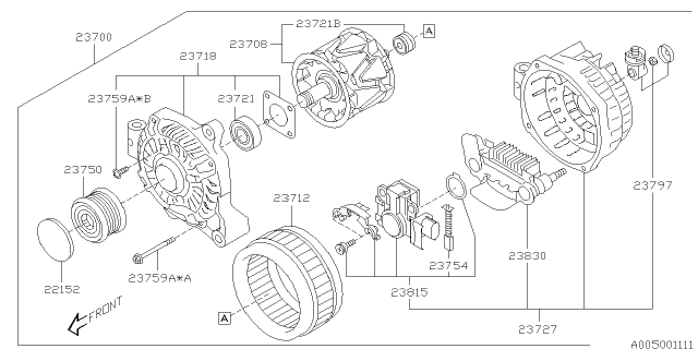 2013 Subaru Legacy Cover Assembly ALTERNATOR Diagram for 23718AA30A