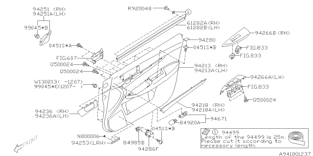 2010 Subaru Outback Bracket Door Diagram for 94286AJ01A