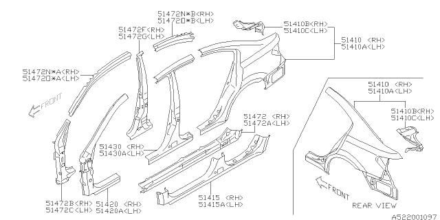 2013 Subaru Legacy Side Panel Diagram 3