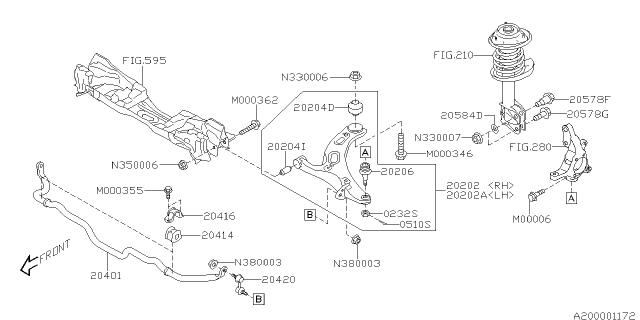 2012 Subaru Outback STABILIZER Front D24 Diagram for 20401AJ10A