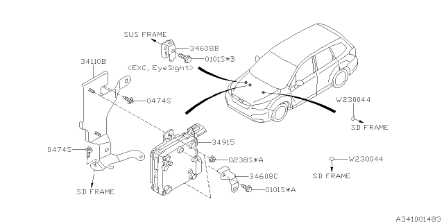 2018 Subaru Forester Steering Controller Diagram for 34710SG151