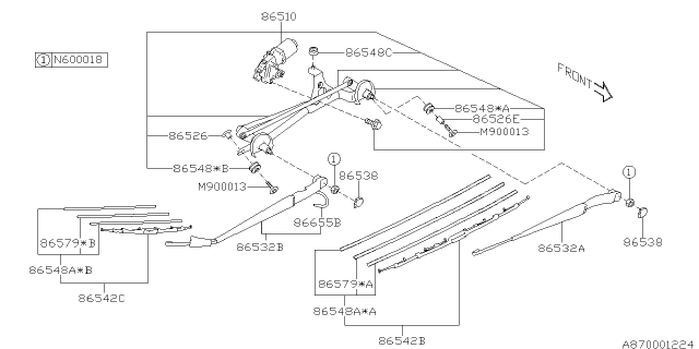 2018 Subaru Forester Wiper - Windshilde Diagram 2
