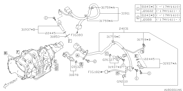 2017 Subaru Forester Harness Assembly INHB Diagram for 31911AA100