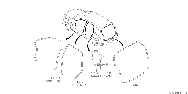 2017 Subaru Forester Weather Strip Diagram 1