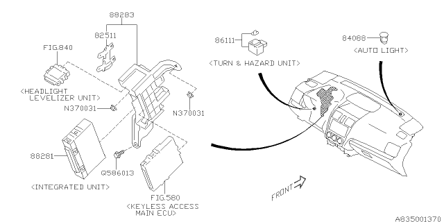 2014 Subaru Forester Module Integrated Unit Diagram for 88281SG600