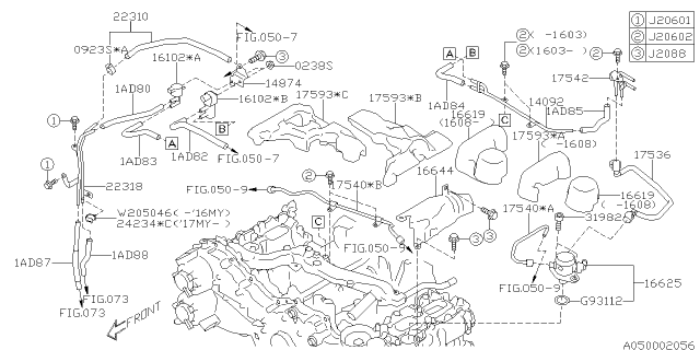 2015 Subaru Forester Hose Vacuum Diagram for 99071AD880