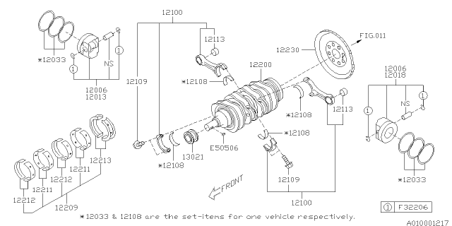 2017 Subaru Forester Bearing Set Main Diagram for 12211AA450