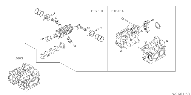 2015 Subaru Forester Short Block Engine Assembly Diagram for 10103AC400