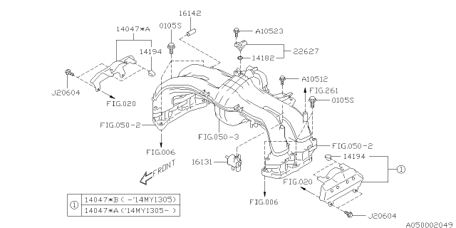2014 Subaru Forester Protector Complete Intake Manifold Diagram for 14030AA120