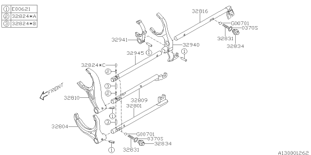 2015 Subaru Forester Shifter Fork & Shifter Rail Diagram 2