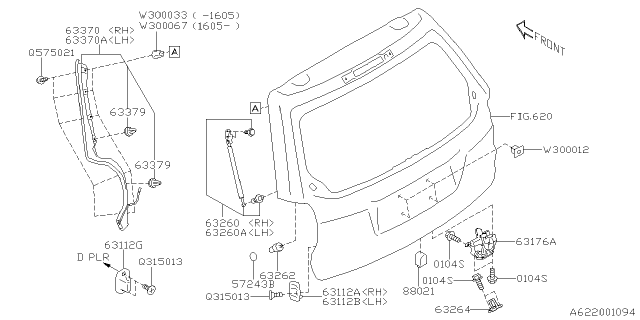 2017 Subaru Forester Rear Gate Stay Assembly, Left Diagram for 63269SG031