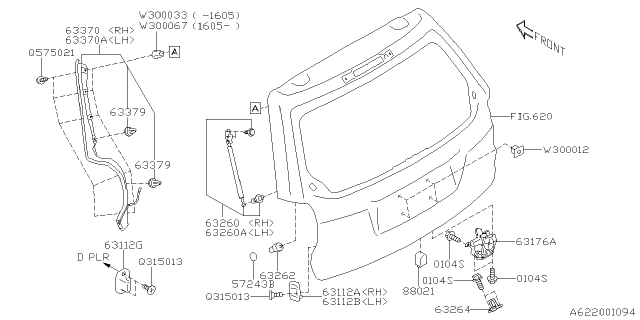 2017 Subaru Forester Rear Gate Stay Assembly, Left Diagram for 63269SG032