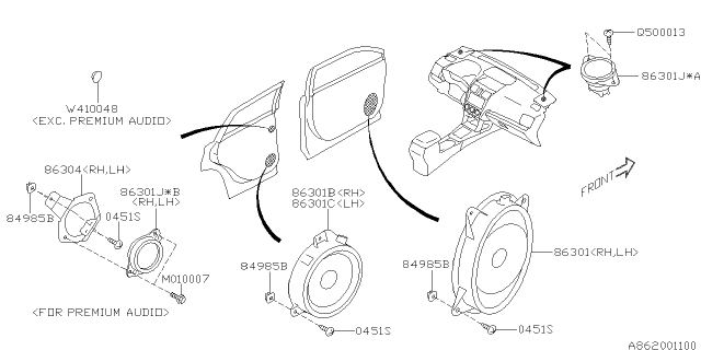 2014 Subaru Forester Audio Parts - Speaker Diagram