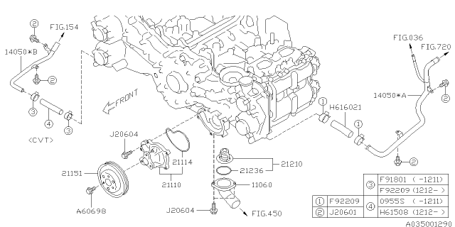 2014 Subaru Forester THERMOSTAT Gasket Assembly Diagram for 21210AA180