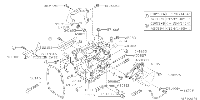 2018 Subaru Forester Manual Transmission Transfer & Extension Diagram 1