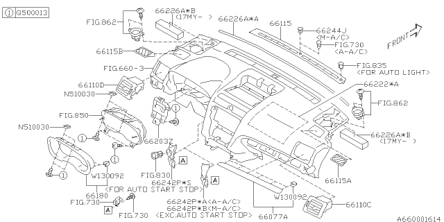 2017 Subaru Forester Panel Assembly Starter Switch LHD Diagram for 66062FJ020LL