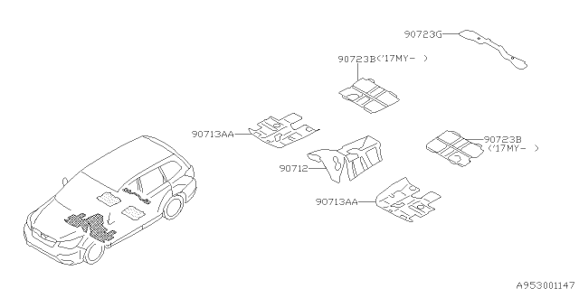 2017 Subaru Forester SILENCER Front Floor Diagram for 90713SG020