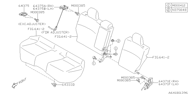 2014 Subaru Forester Hinge Assembly R/B LH Diagram for 64371SG011