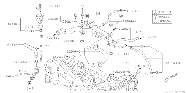 2016 Subaru Forester Hose Assembly Pre Heater Diagram for 21204AB281