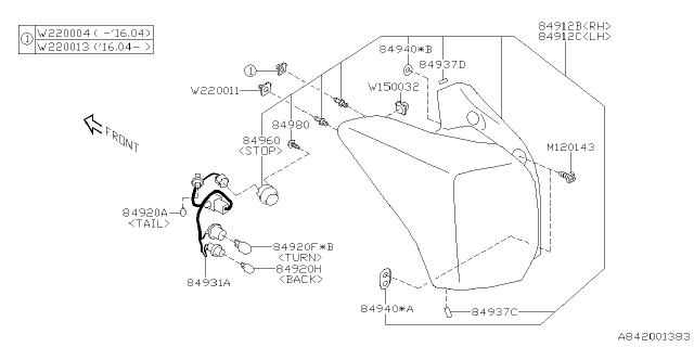 2017 Subaru Forester Bulb Diagram for 84960SG000