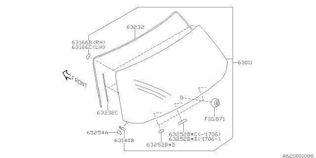 2014 Subaru Forester Glass Rear Gate Diagram for 63019SG010