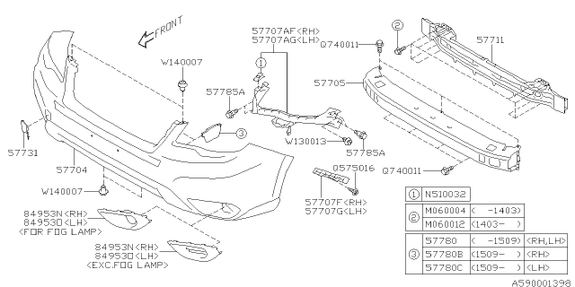 2016 Subaru Forester Front Bumper Diagram 2