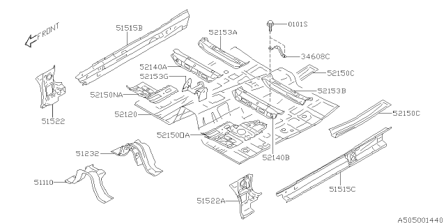 2017 Subaru Forester Cross Member Front S Rear CLH Diagram for 52140AJ0509P