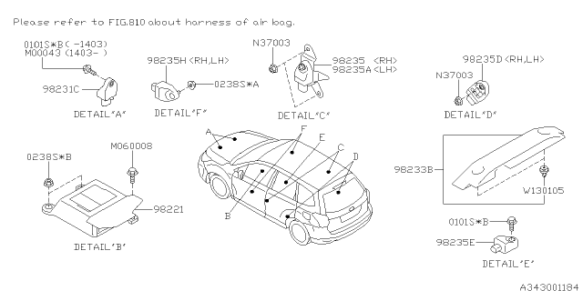 2016 Subaru Forester Control Unit Air Bag Diagram for 98221SG160