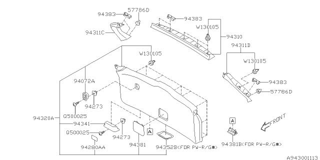 2014 Subaru Forester Holder Rear Gate Board Diagram for 94383FG000