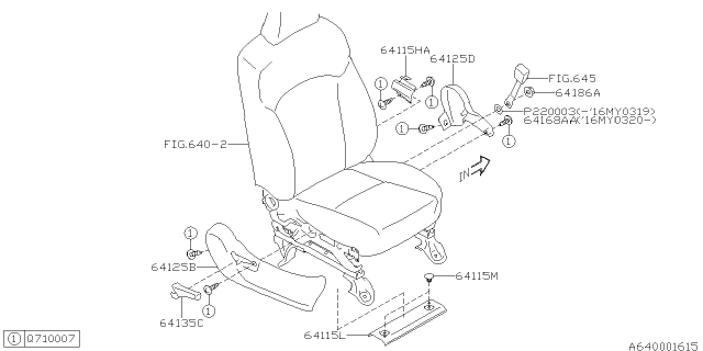 2016 Subaru Forester Cover Hinge-Front Seat In Diagram for 64115FJ280LL