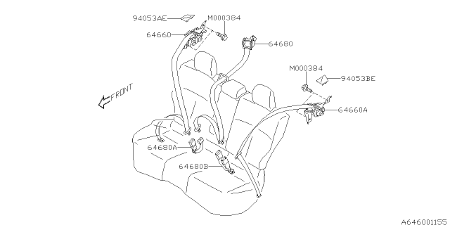 2017 Subaru Forester Center Belt Assembly Rear Diagram for 64680SG020VH