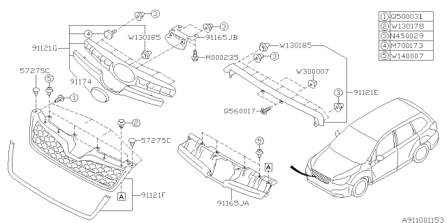 2015 Subaru Forester Bolt Slide M5X10 Diagram for 901700173