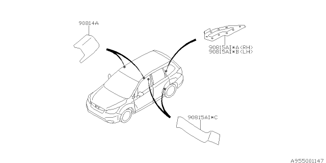 2014 Subaru Forester INSULATOR C PILLER LH Diagram for 90815SG020