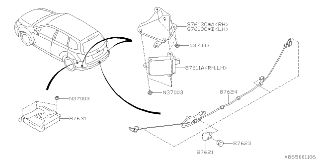2018 Subaru Forester Radar Bracket LH Diagram for 87613SG010