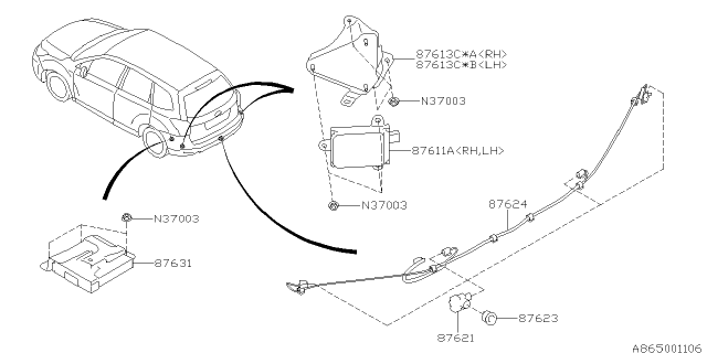 2018 Subaru Forester Radar Bracket RH Diagram for 87613SG000