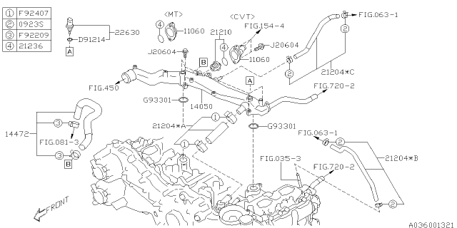 2017 Subaru Forester Hose Assembly Water Diagram for 14472AA650