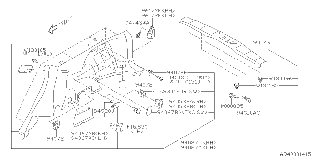 2014 Subaru Forester Trim Panel Assembly Apron RH Diagram for 94027SG002VH
